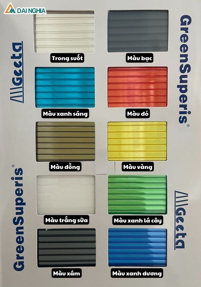Màu sắc tấm Polycarbonate rỗng ruột
