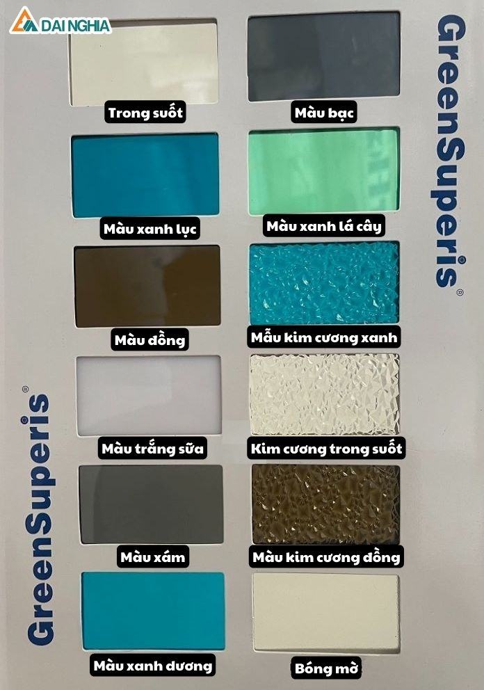 Màu sắc tấm Polycarbonate đặc