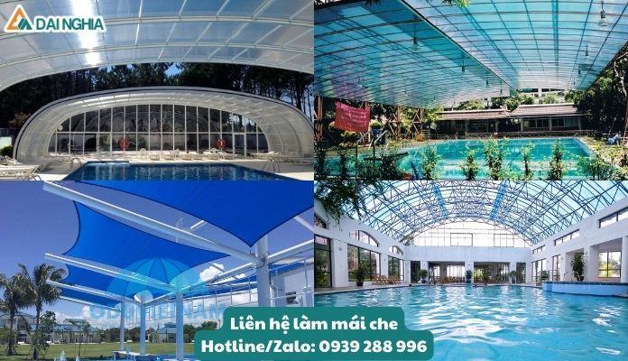 Những mẫu mái che bể bơi giúp che mát và lấy sáng tùy nhu cầu