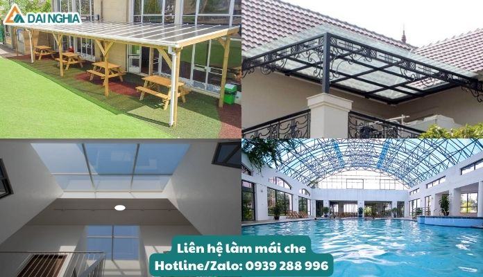 Mái che Poly và mái che kính được sử dụng trong cuộc sống