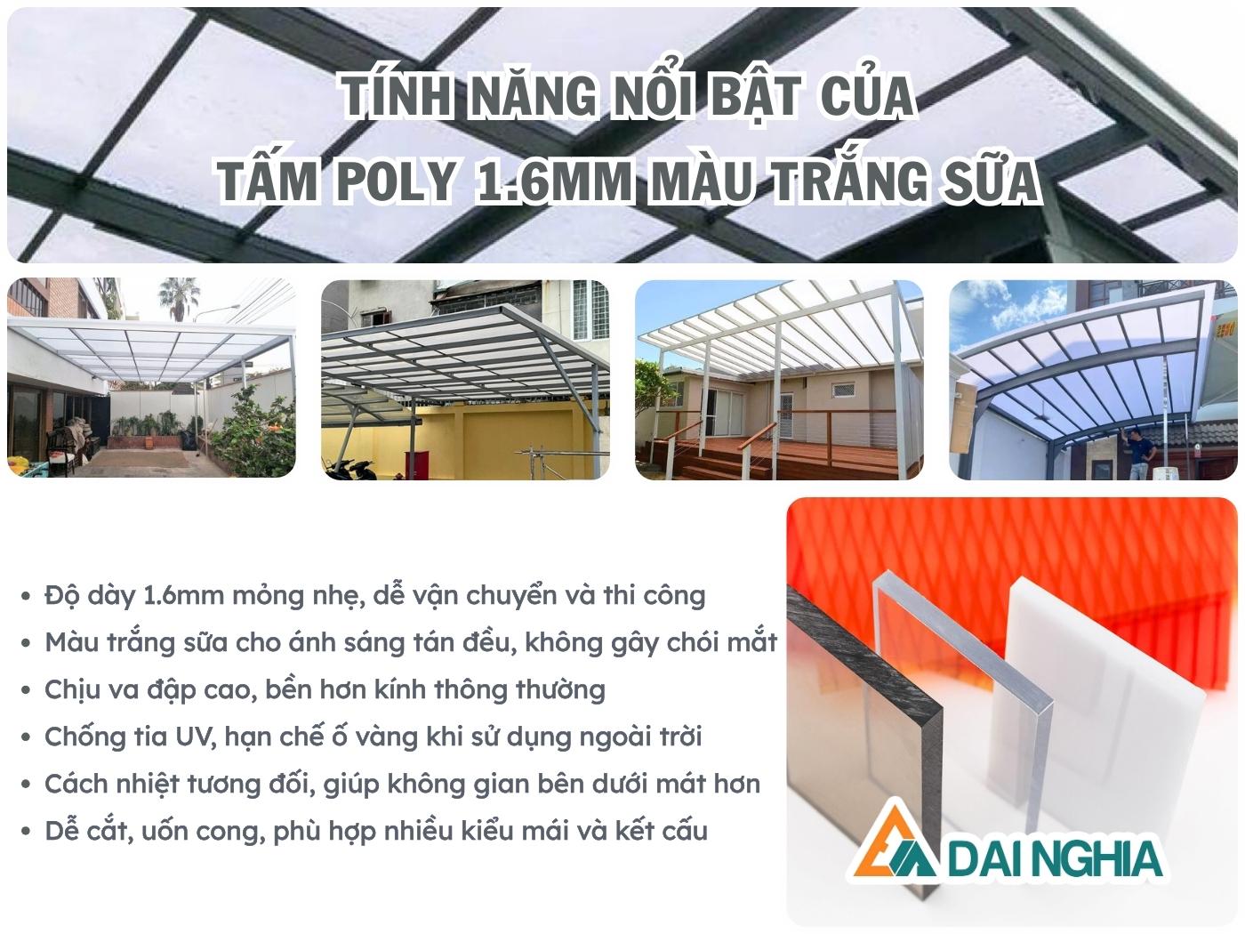 Đặc tính nổi bật của tấm Poly đặc 1.6mm màu trắng sữa