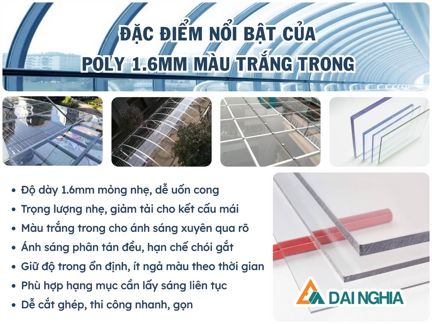 Tấm Poly 1.6mm màu trắng trong Thái Lan