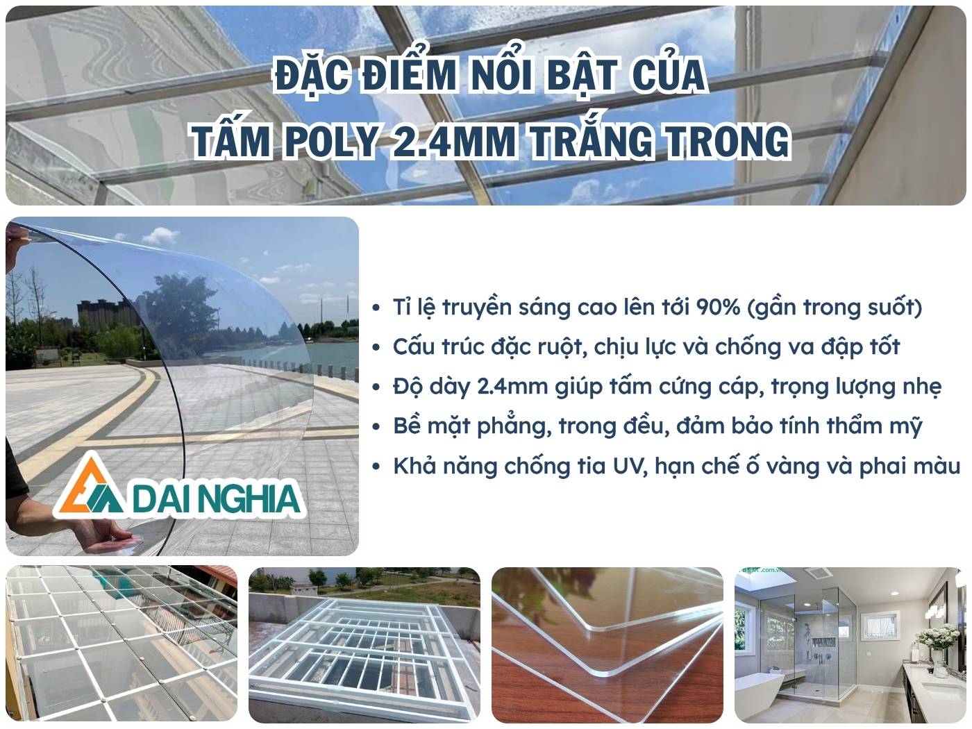 Tấm Poly đặc 2.4mm trắng trong có gì đặc biệt?