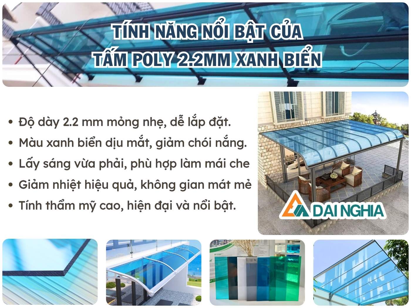 Tính năng nổi bật của tấm Poly 2.2mm xanh biển