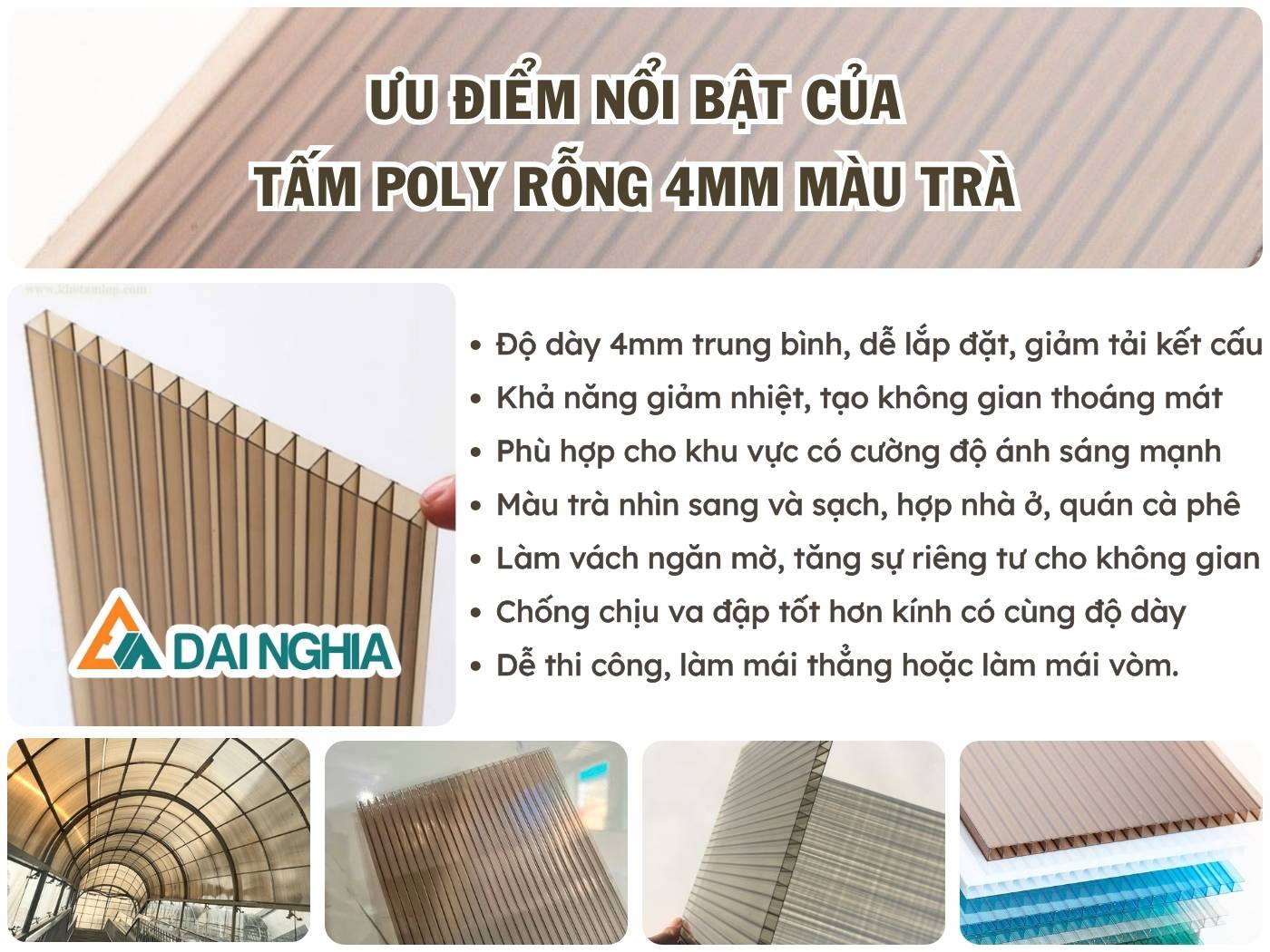 Tấm Poly rỗng 4mm màu trà có gì đặc biệt?