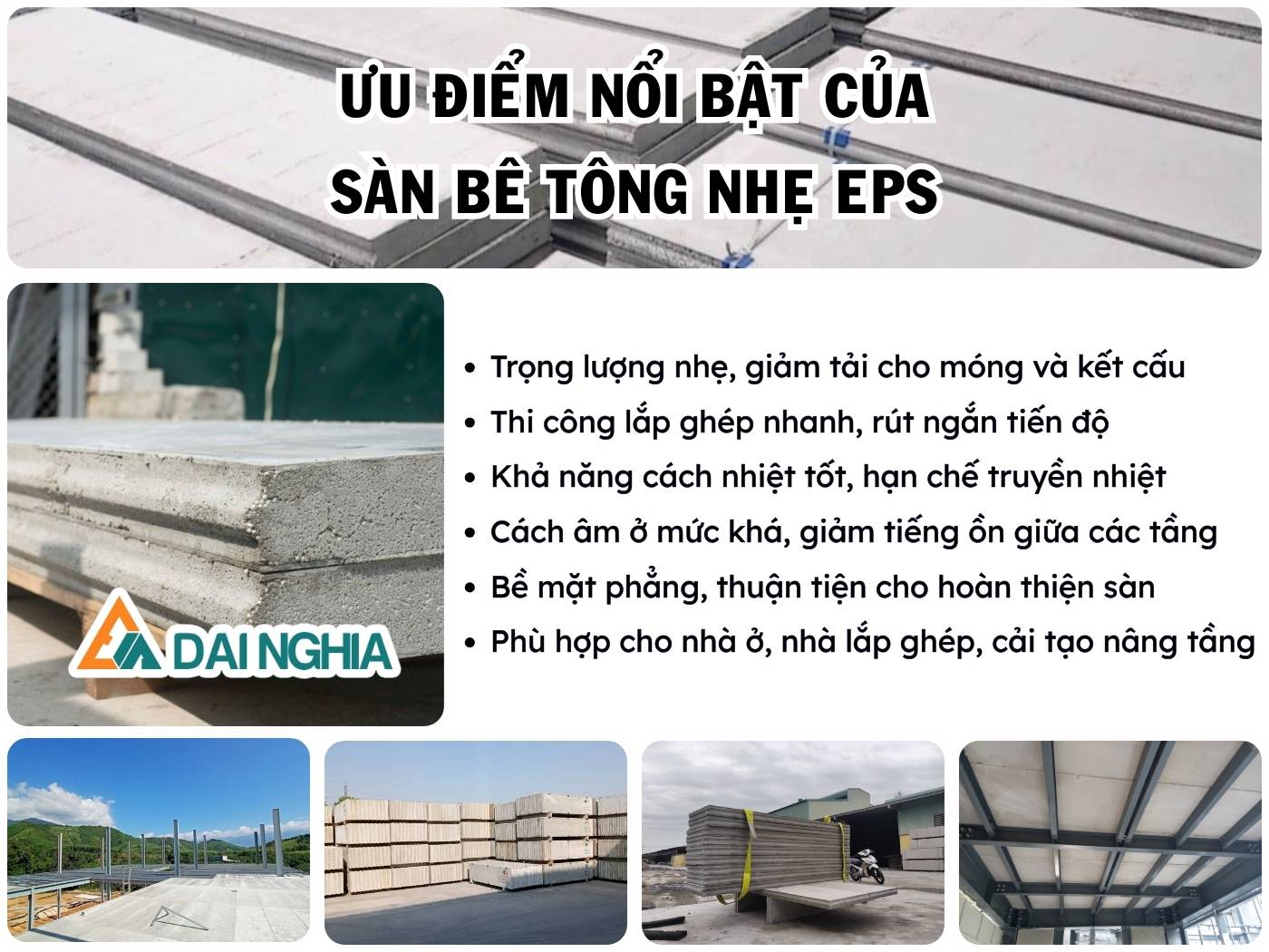 Ưu điểm của tấm sàn bê tông nhẹ EPS
